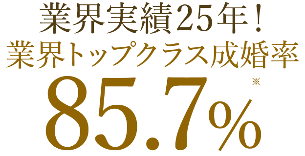 業界実績25年!業界トップクラス成婚率85.7%